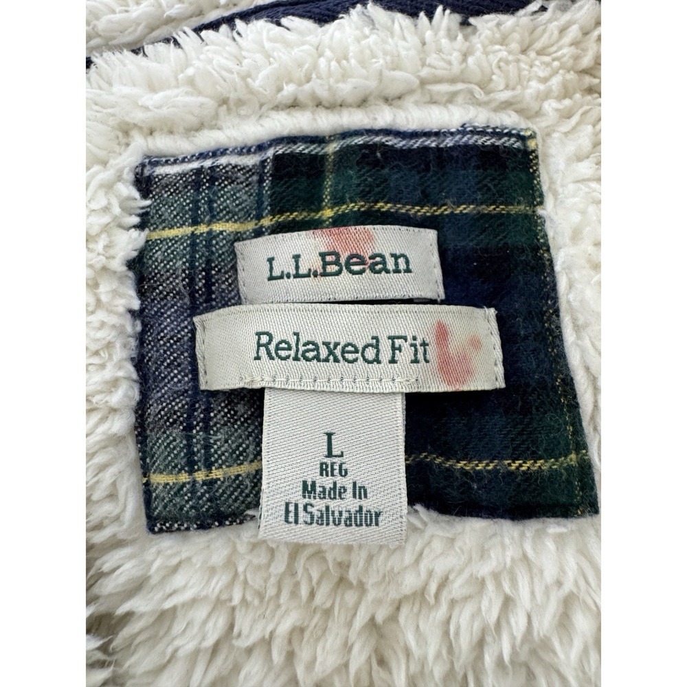 L.L. Bean Scotch Plaid Flannel Hoodie Womens Large Sherpa Fleece Lined Zip Shirt - Picture 3 of 11